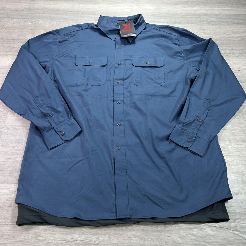 NEW Vertx Guardian 2.0 Shirt Mens 2XL Blue Solid Long Sleeve Tactical Button Up